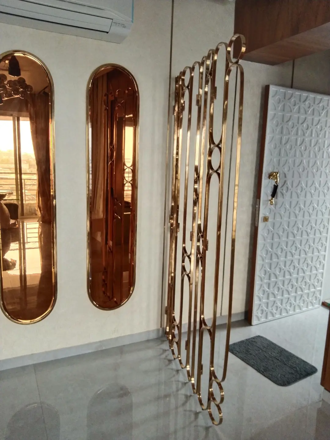 partation rose gold glass plan glass partation