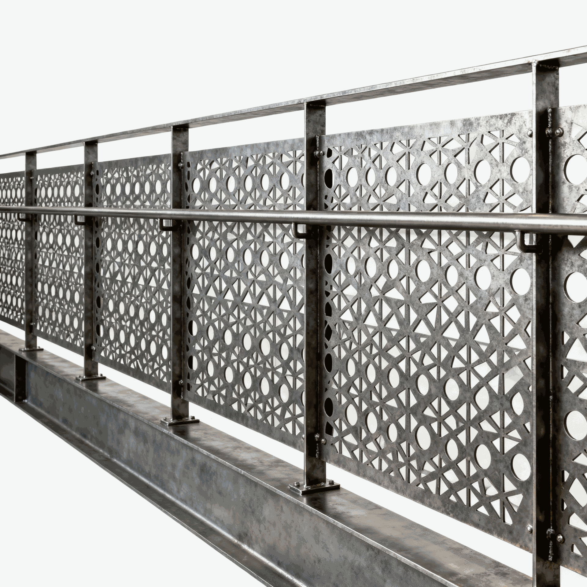 Perforated steel panel railing