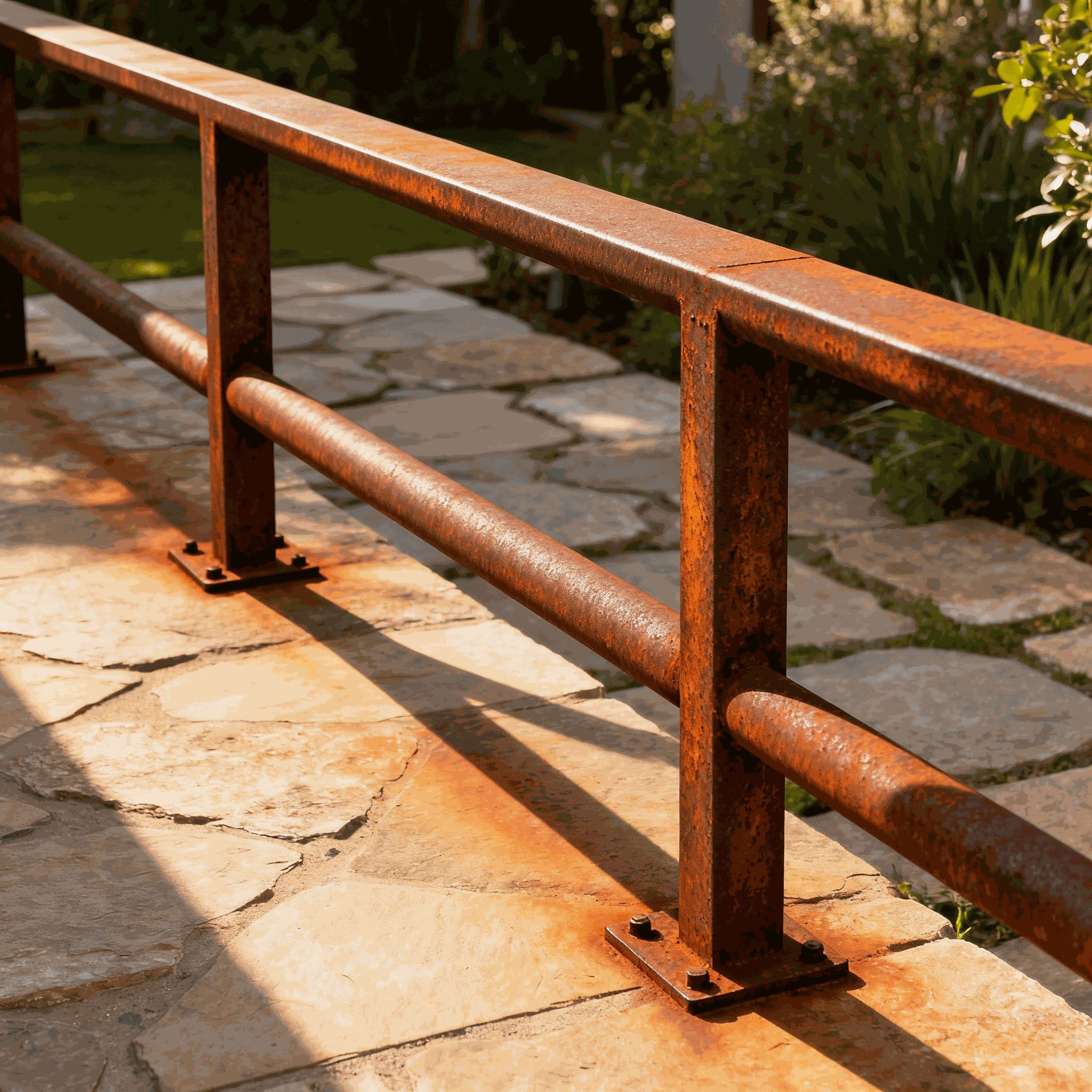 Rustic Corten steel railing