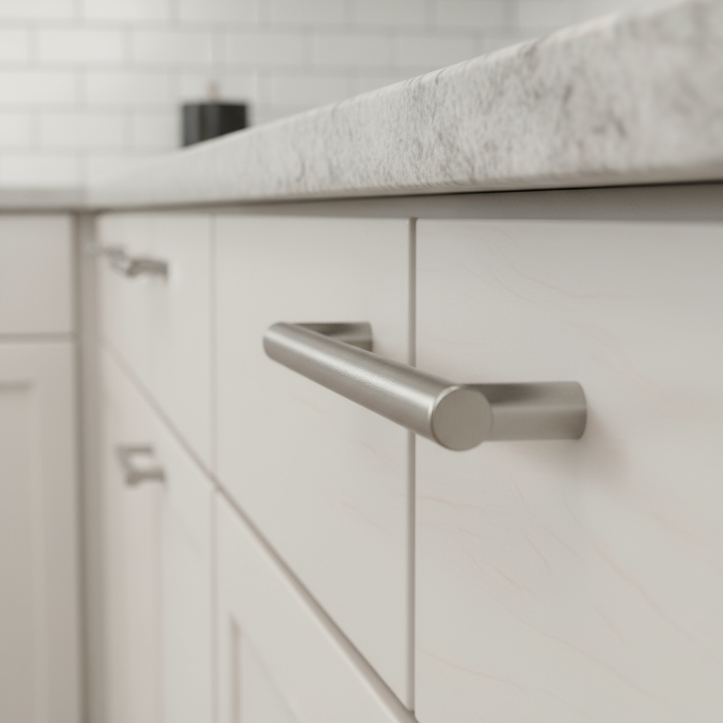 Matte satin stainless steel pulls