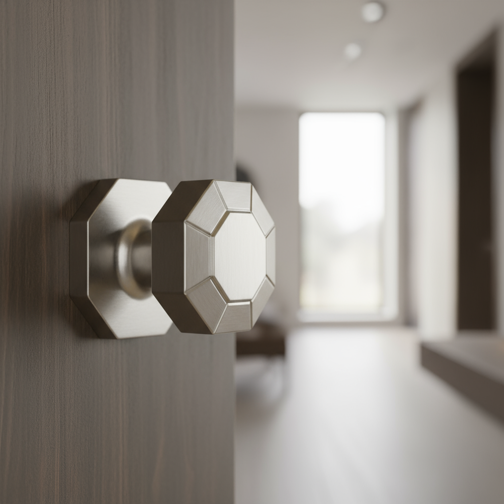 Geometric octagonal stainless knob