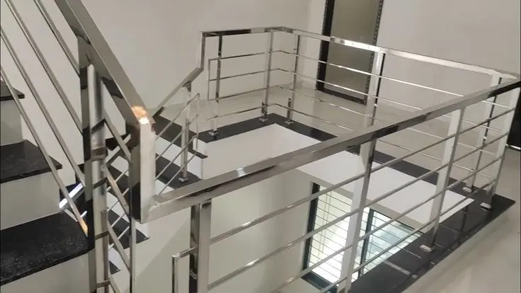 Custom fabricated stainless steel staircase railing