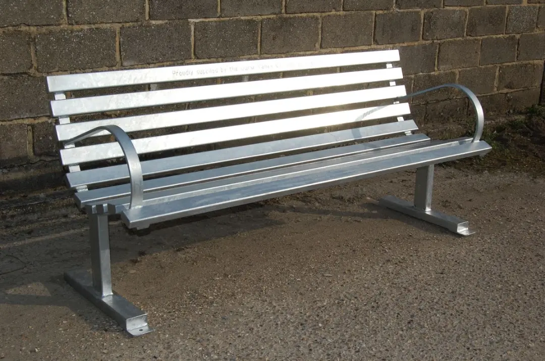 Outdoor stainless steel bench seating with durable finish